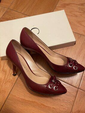 casadei pellame shoes maroon metal details heels